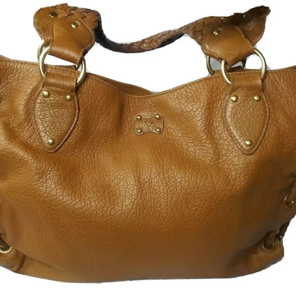 Michael Kors Woodside Large Satchel Leather Handbag British Tan Retail $… - Picture 1 of 9